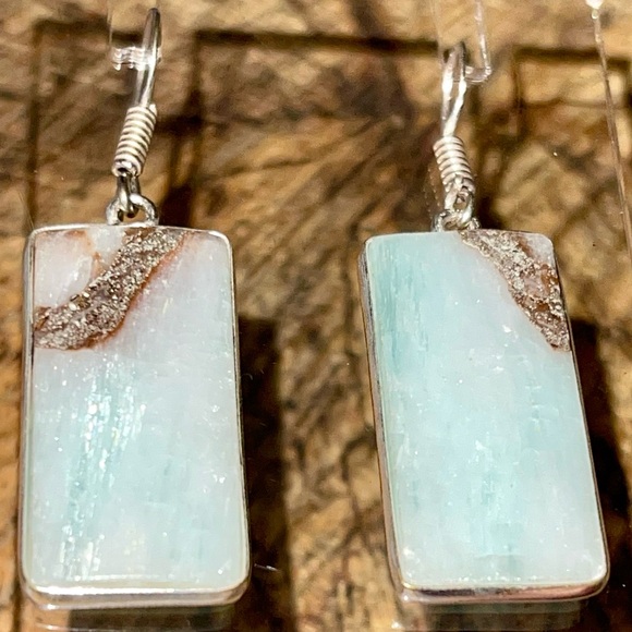 Blue Green Hemimorphite Earrings 1 1/2” - Picture 2 of 9